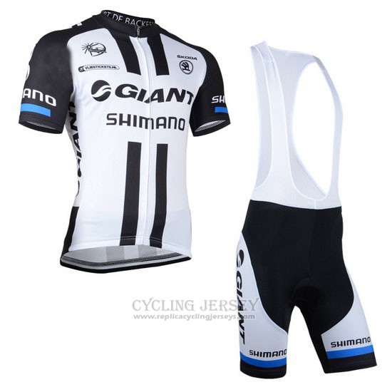 2014 Cycling Jersey Giant Shimano Black and White Short Sleeve and Bib Short
